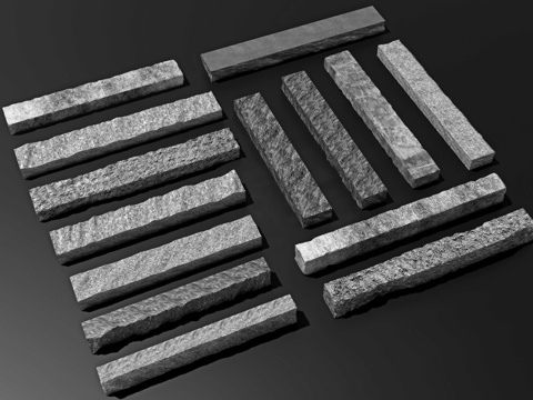 新中式条石 枕石 置石 块石 景石 景观条石 景观石自然条石su模型