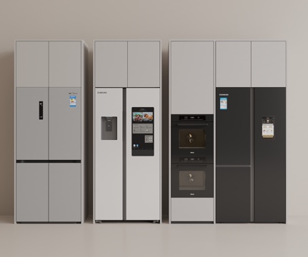 双开门冰箱 十字门冰箱 智能冰箱su模型