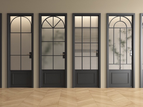 法式玻璃门 玻璃单开门 长虹玻璃门 房门 厨卫门su模型