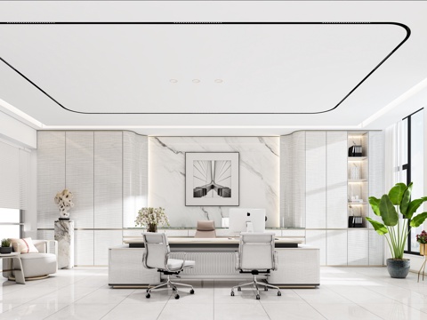  现代轻奢办公室3d模型 