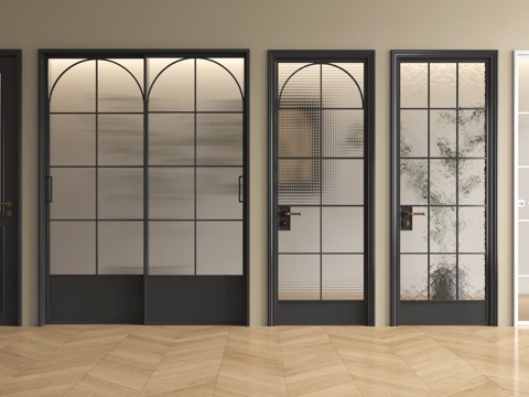 法式玻璃门 玻璃双开门 玻璃单开门 长虹玻璃门 房门 厨卫门su模型