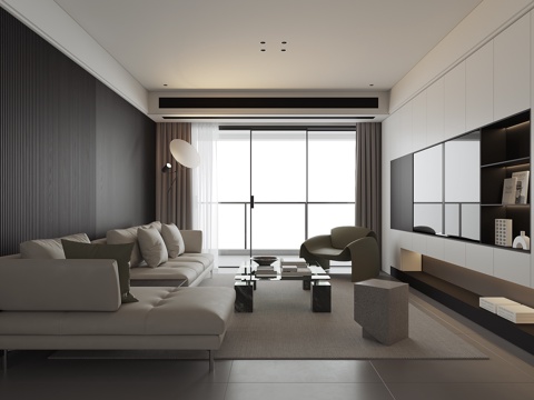 现代家居客厅su模型