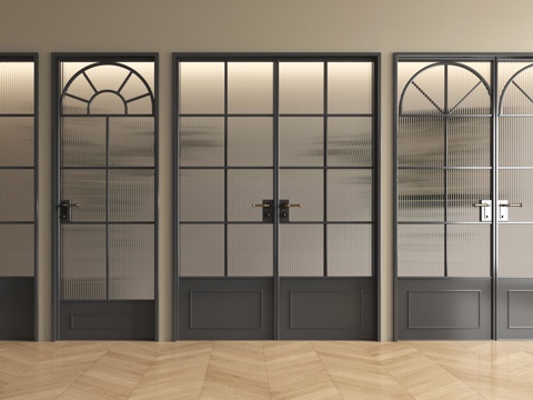 法式推拉门 厨房推拉门 厨卫门 玻璃门su模型