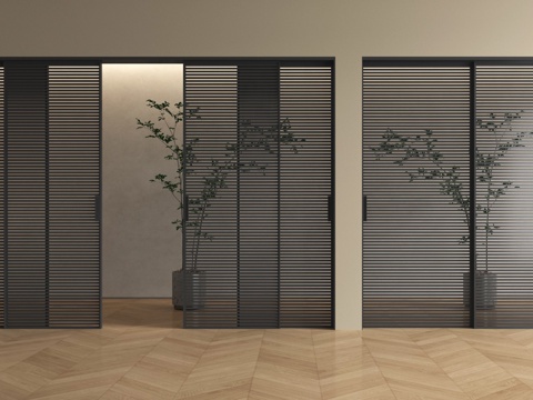 现代推拉门 厨房推拉门 百叶推拉门 阳台推拉门su模型