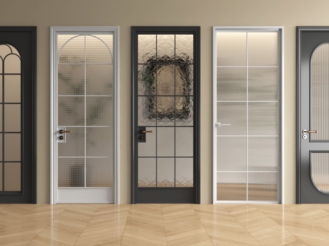 法式单开门 玻璃单开门 长虹玻璃门 厨卫门su模型