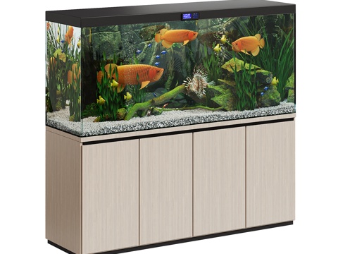  现代鱼缸 水族箱 溪流鱼缸 造景缸3d模型 