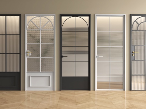 法式单开门 玻璃单开门 长虹玻璃门 厨卫门su模型