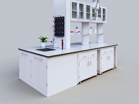  现代实验台 现代实验室3d模型 