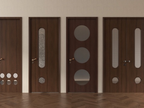 中古单开门 单开门 洞洞门 卧室门 玻璃门 双开门su模型