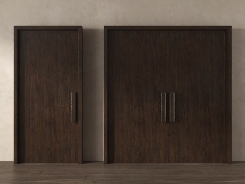 中式复古门 旧木 中式  老木门su模型