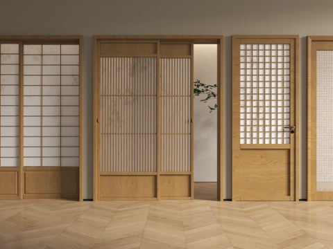 日式推拉门 双开门 单开门 厨卫门su模型