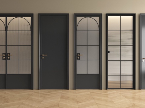 法式玻璃门 玻璃双开门 玻璃单开门 长虹玻璃门 房门 厨卫门su模型