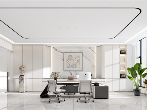  现代轻奢经理办公室3d模型 