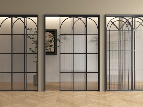 法式推拉门 厨房推拉门 玻璃推拉门 阳台推拉门su模型