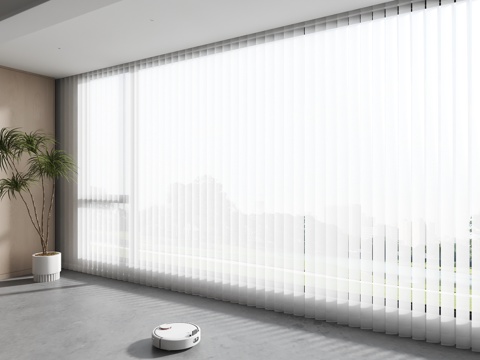 现代窗帘 梦幻卷帘 百叶帘 奶油风窗帘su模型