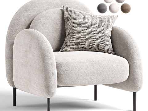  现代 Kaldera 布艺扶手椅 休闲椅3d模型 