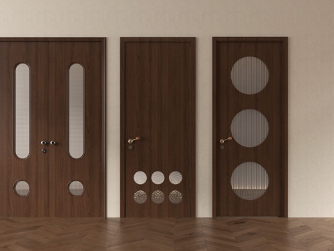 中古单开门 单开门 洞洞门 卧室门 玻璃门 双开门su模型