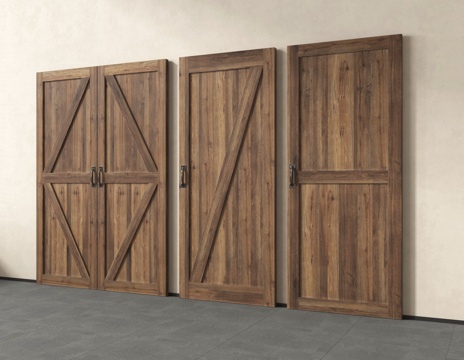 中式复古门 旧木 中式  老木门su模型