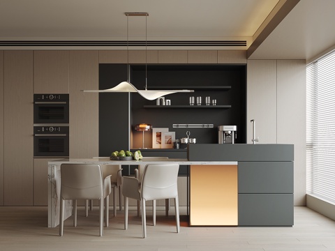 现代家居餐厅su模型