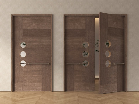 中式复古门 旧木 中式  老木门su模型