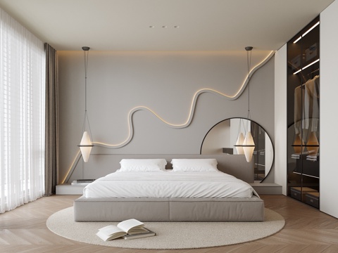 现代卧室su模型