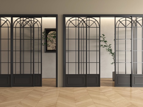 法式推拉门  厨房推拉门 玻璃推拉门 阳台推拉门su模型