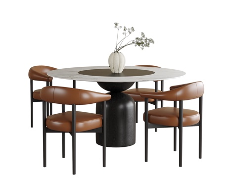 现代餐桌椅组合 餐椅 餐桌su模型