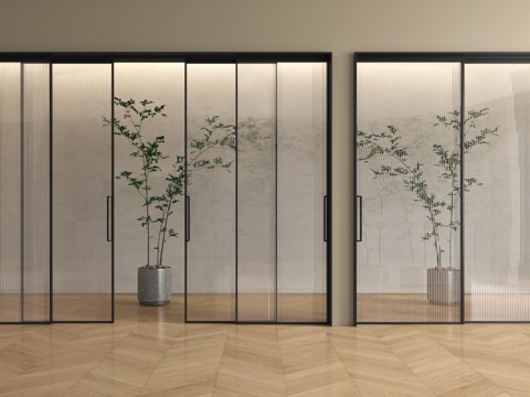 现代推拉门 厨房推拉门 百叶推拉门 阳台推拉门su模型