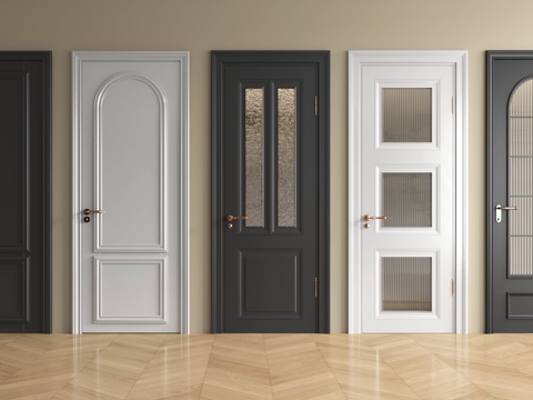 法式单开门 玻璃单开门 房门 卧室门 厨卫门su模型