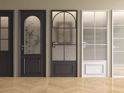 法式单开门 玻璃单开门 长虹玻璃门 厨卫门su模型