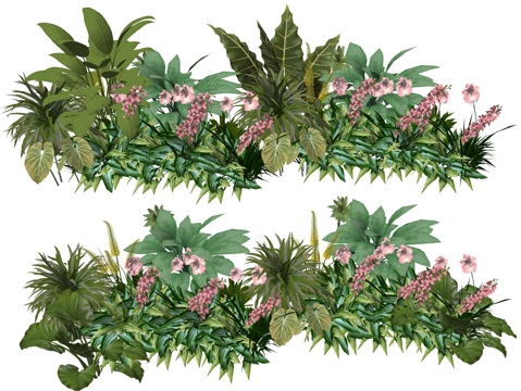 现代庭院植物堆景观组合su模型