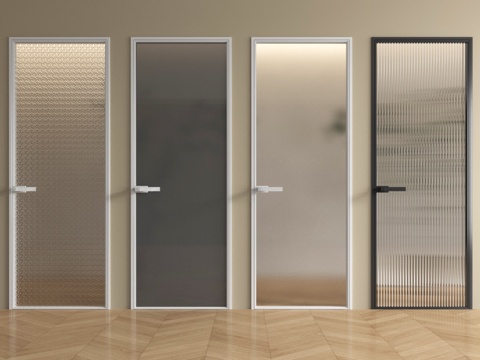 现代玻璃单开门 磨砂玻璃门 长虹玻璃门 厨卫门su模型