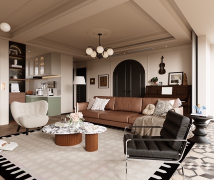  法式复古客餐厅3d模型 