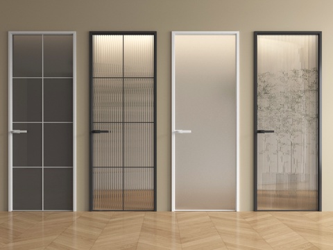 现代玻璃单开门 磨砂玻璃门 长虹玻璃门 厨卫门su模型