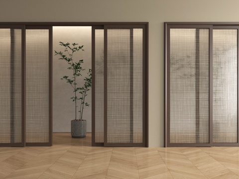 中古推拉门 厨房推拉门 百叶推拉门 阳台推拉门su模型