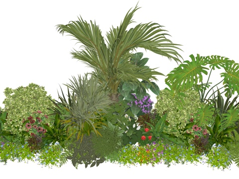 现代庭院植物堆景观组合su模型