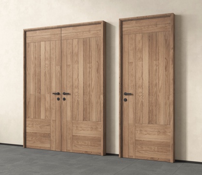 中式复古门 旧木 中式  老木门su模型