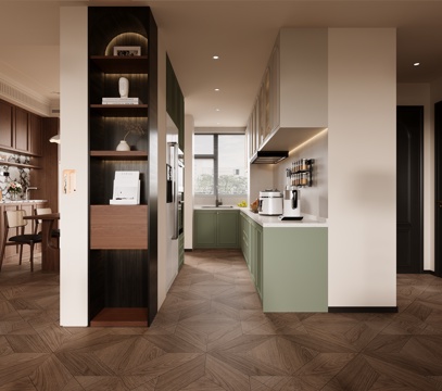  法式复古风客餐厅厨房卧室3d模型 