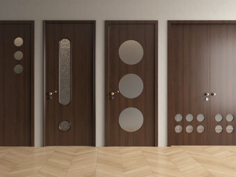 中古单开门 单开门 洞洞门 卧室门 玻璃门 双开门su模型