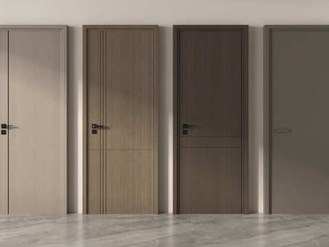 现代单开门 卧室门 房门su模型