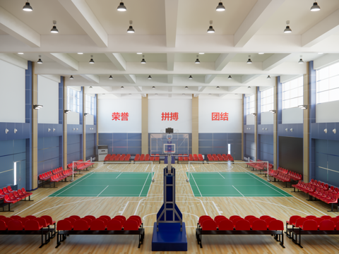 室内篮球场su模型