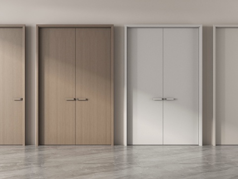 现代双开门 入户门 防盗门 大门su模型