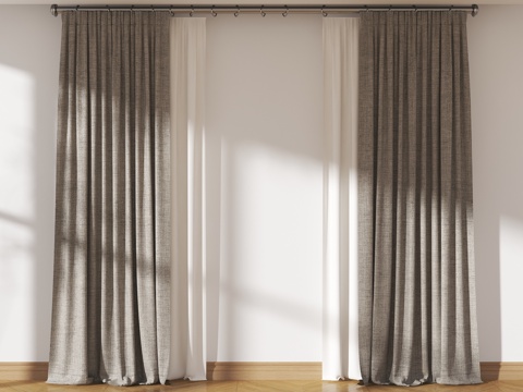 罗马杆窗帘 现代窗帘 奶油风窗帘 侘寂风窗帘 客厅窗帘 卧室su模型