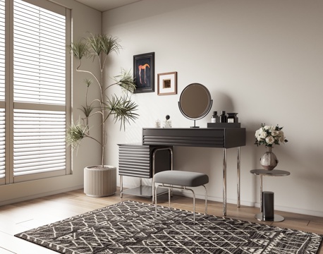 梳妆台化妆桌边几化妆品壁灯su模型