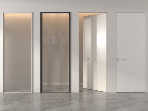 现代单开门 无框门 隐形门 平开门 极窄门 玻璃厨卫门su模型