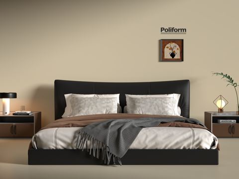 现代意式卧室 现代意式双人床 现代意式床头柜su模型