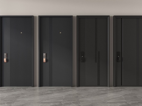 现代防盗门 入户门 单开门su模型