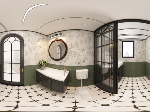  中古风法式客卫生间 