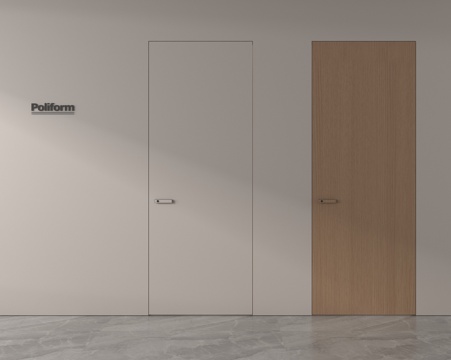 现代单开门 无框门 隐形门 平开门 极窄门su模型