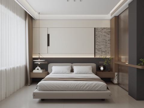  现代意式卧室3d模型 